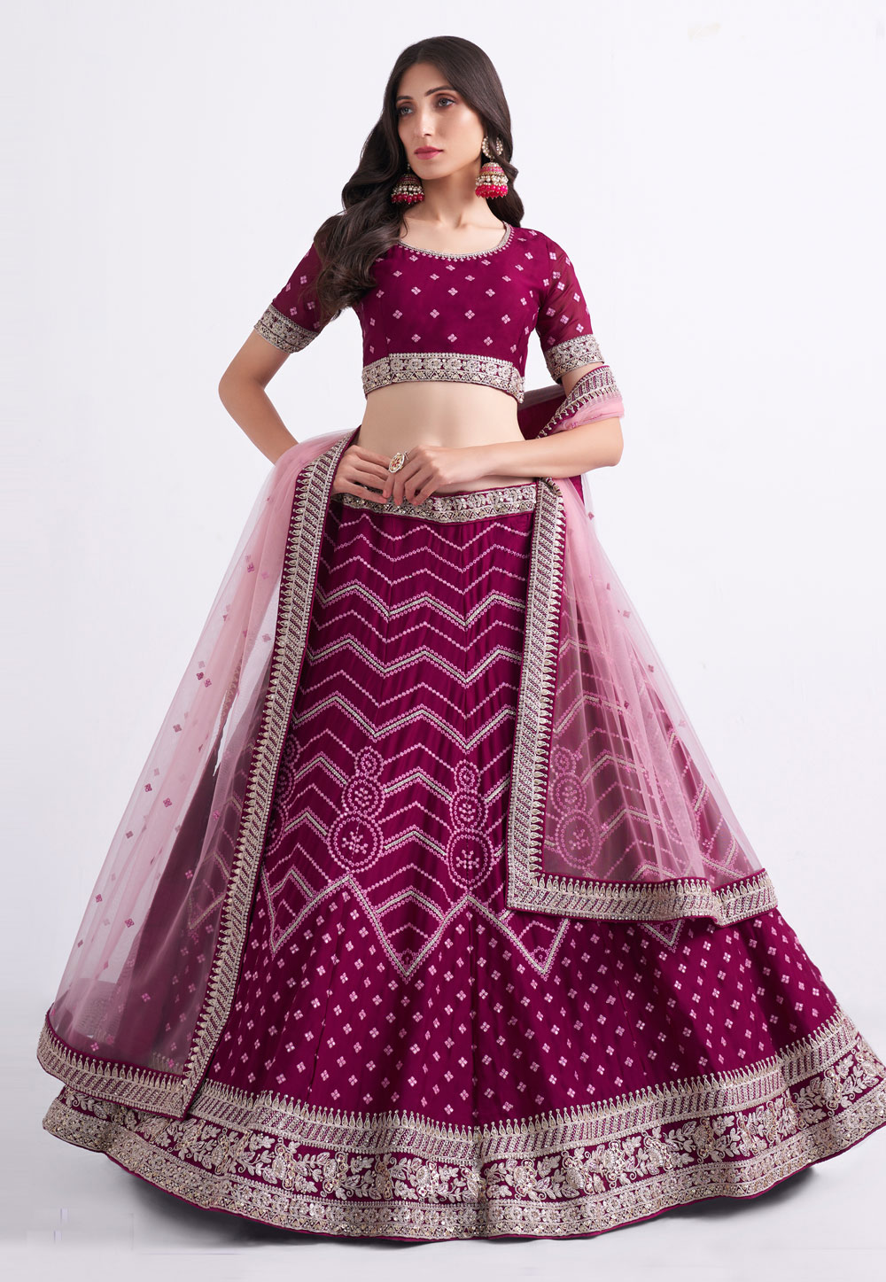 Purple Georgette A Line Lehenga Choli 249931