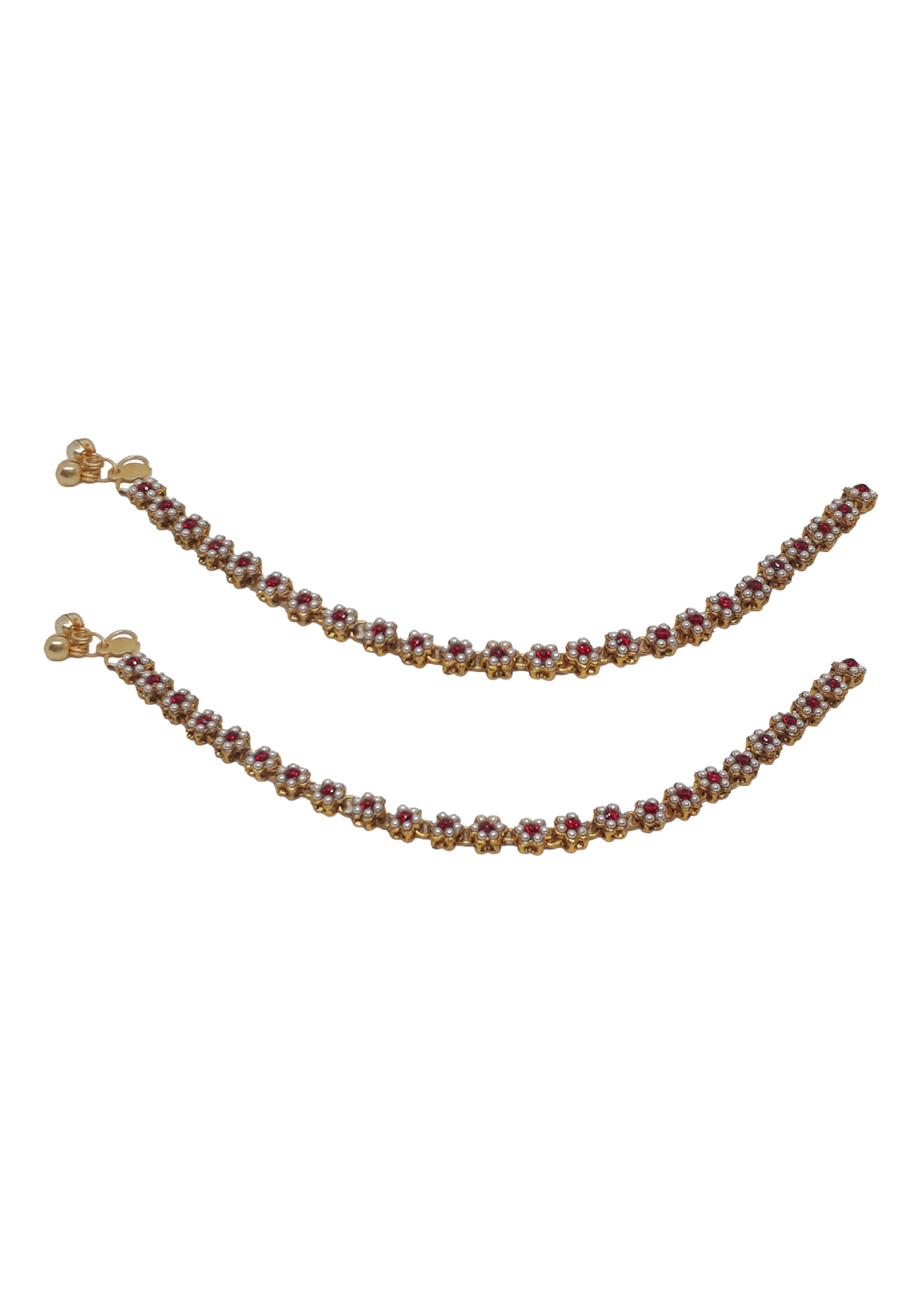 Golden Brass Kundan Anklets 210176