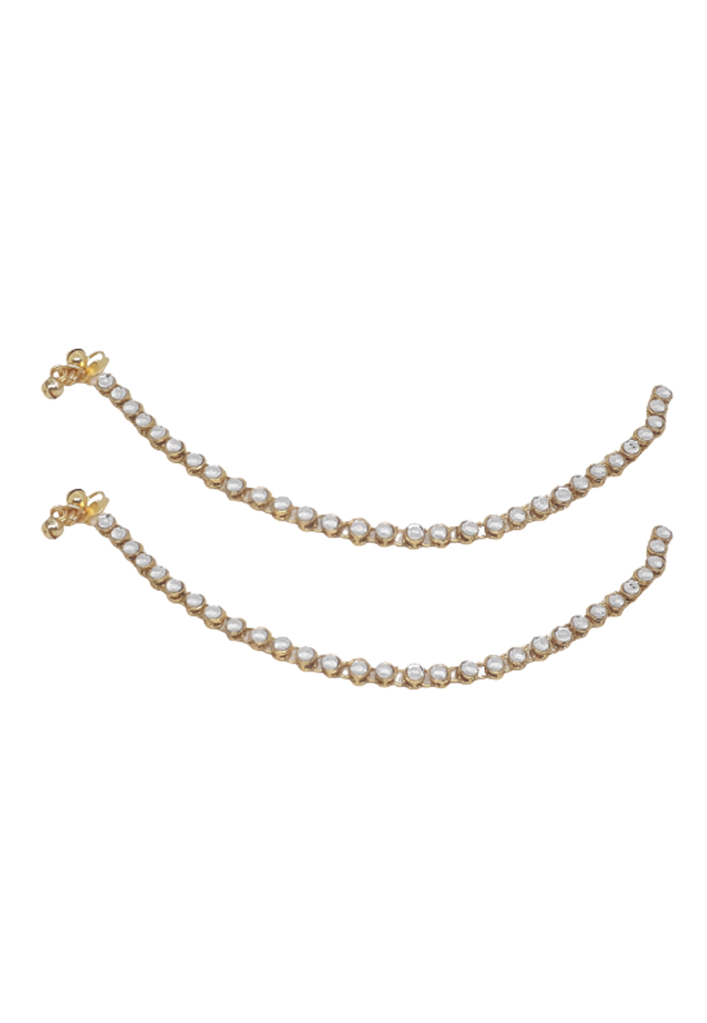 Off White Brass Kundan Anklets 210182