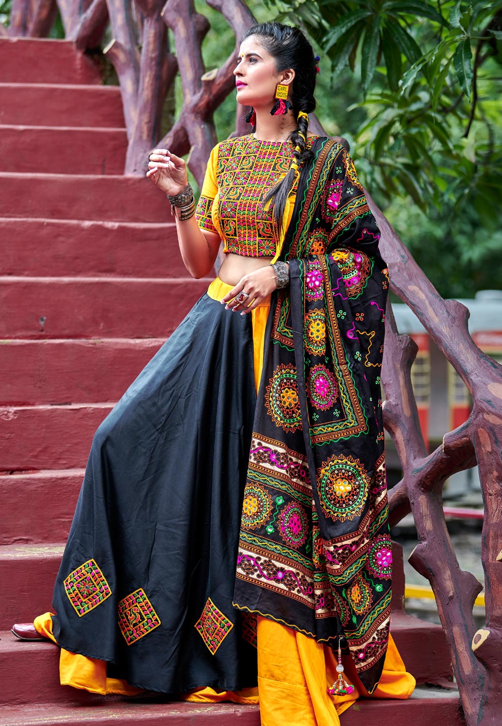 Dark Grey Cotton Navratri Chaniya Choli 179669