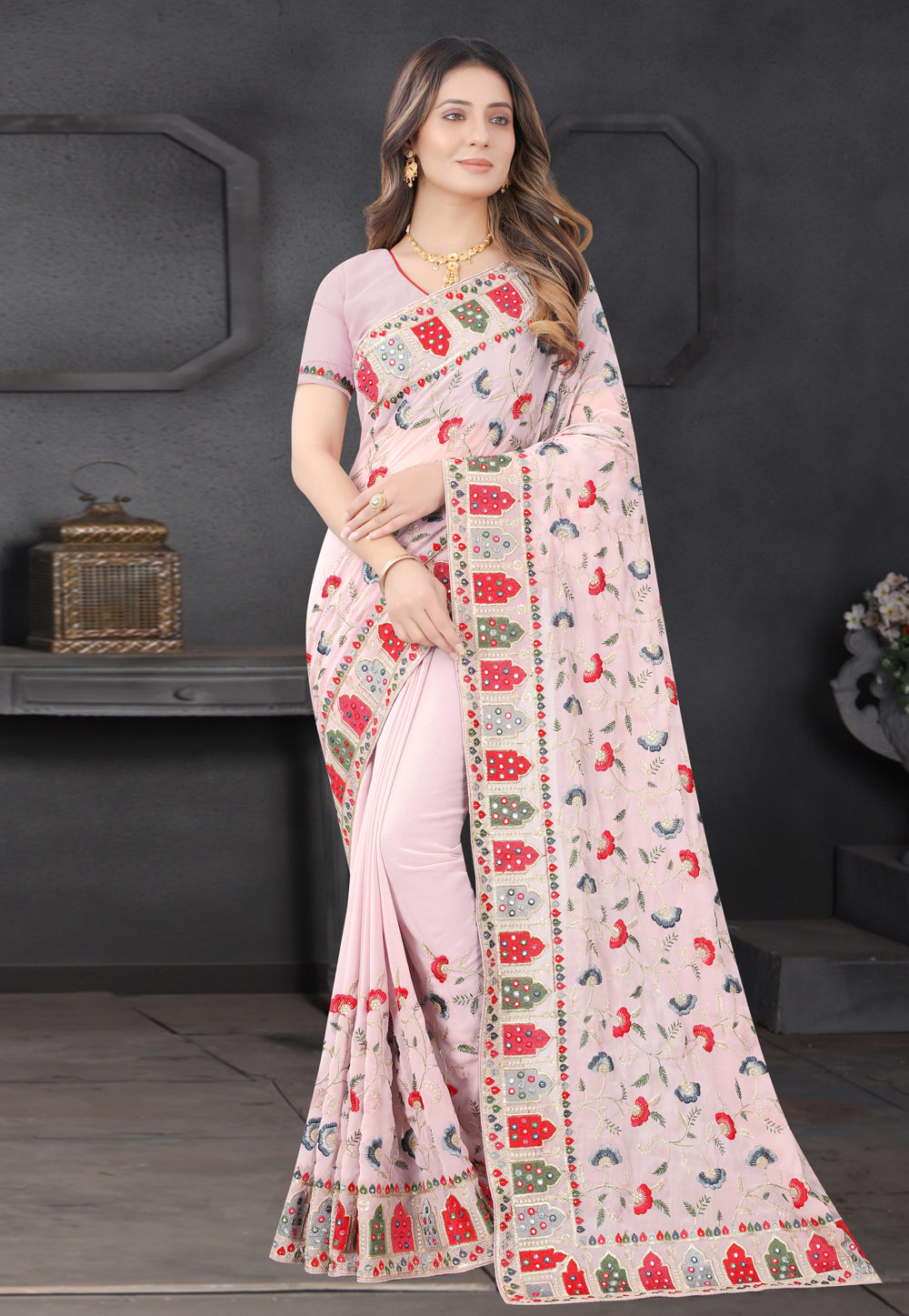 Pink Georgette Festival Wear Saree 234942