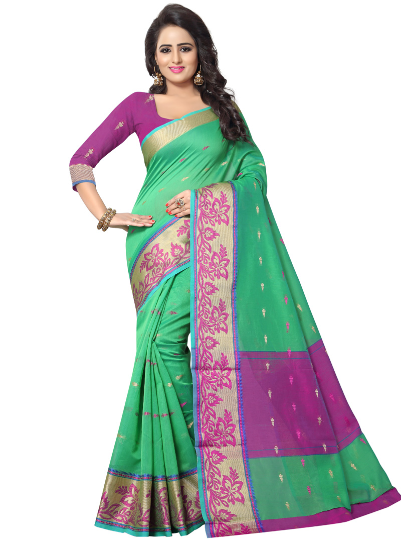 Green Banarasi Silk Festival Wear Saree 120402