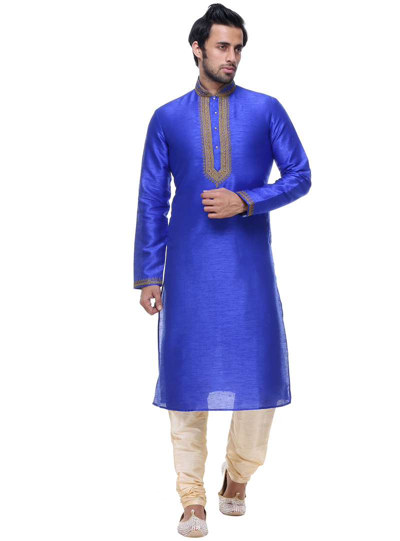 Royal Blue Silk Readymade Kurta Pajama 92899