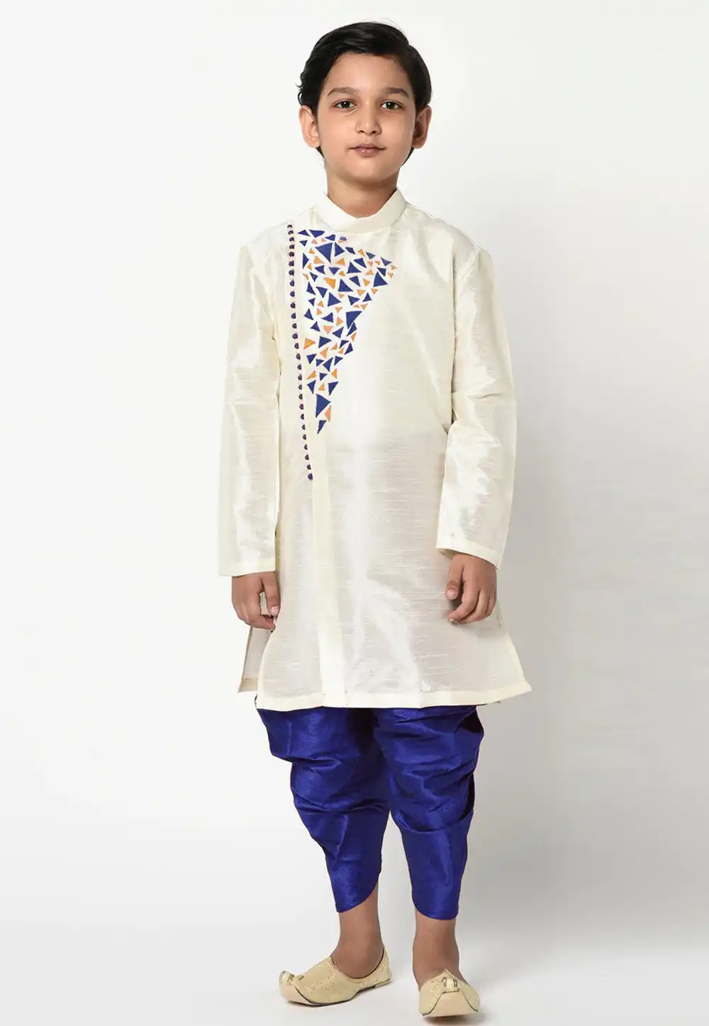 Off White Dupion Silk Kids Dhoti Kurta 235406