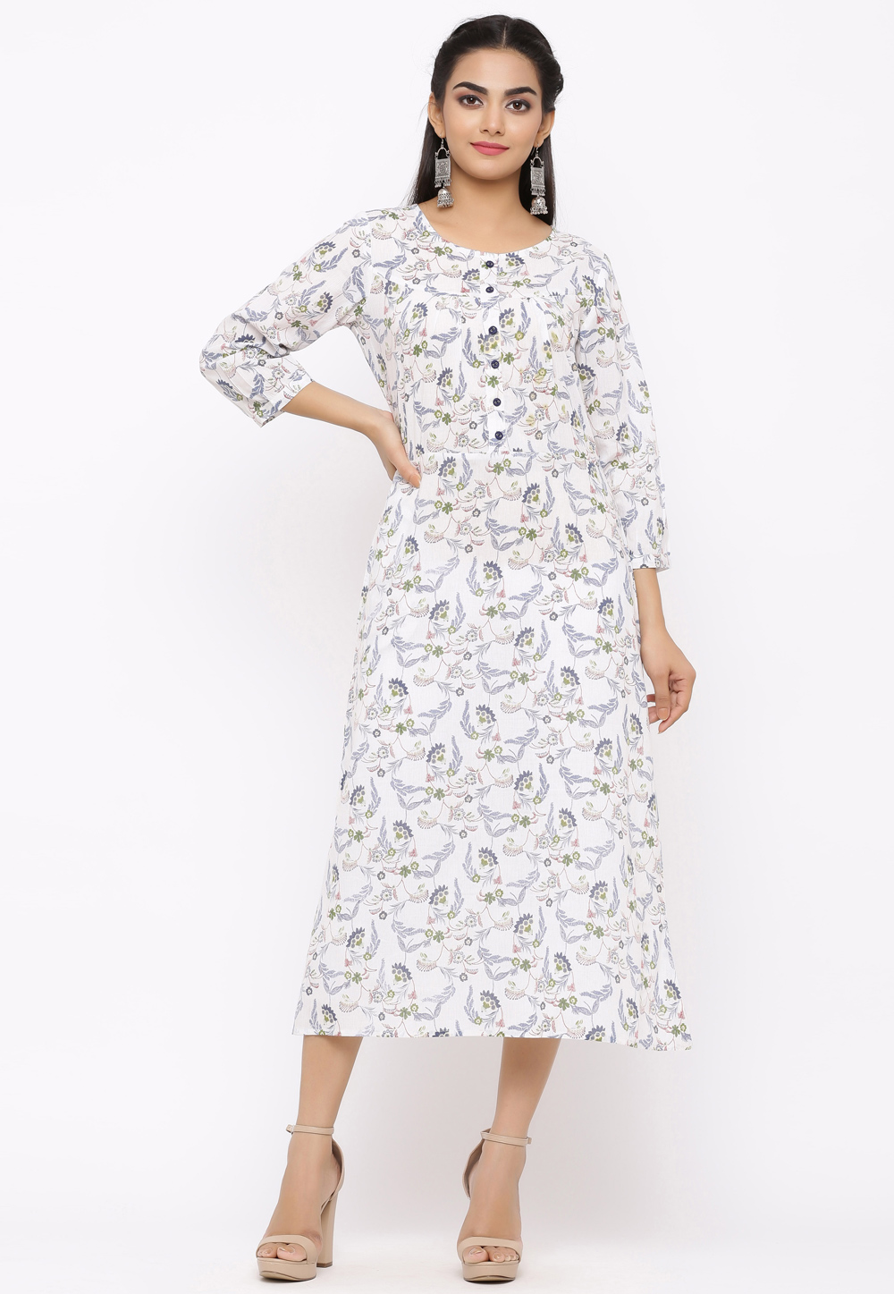 White Cotton Readymade Kurti 207536