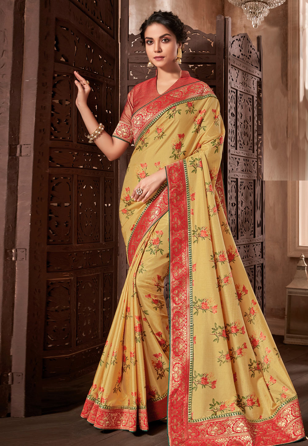 Yellow Silk Saree With Blouse 182094