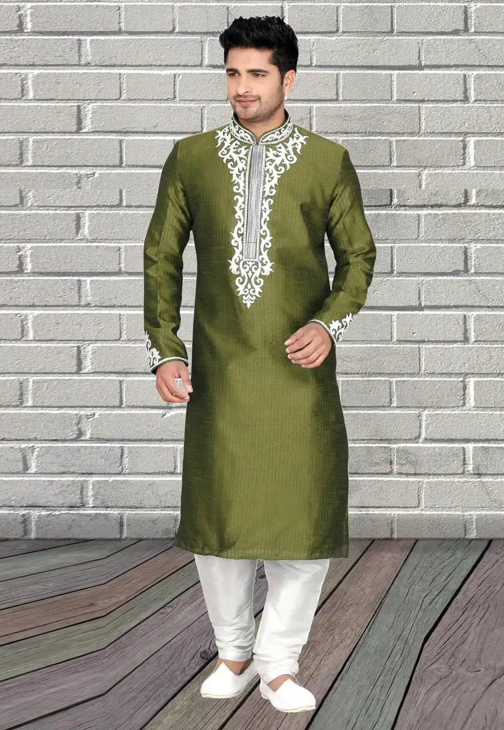 Green Silk Kurta Pajama 217253