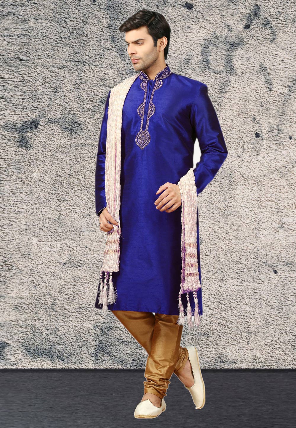 Blue Silk Kurta Pajama 217254