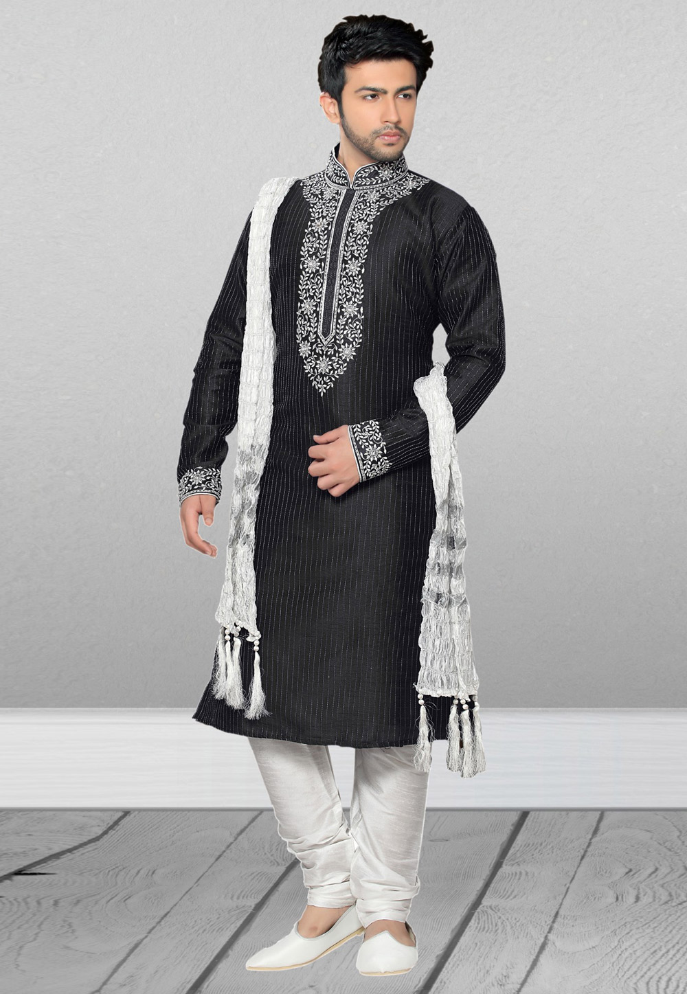 Black Silk Kurta Pajama 217255