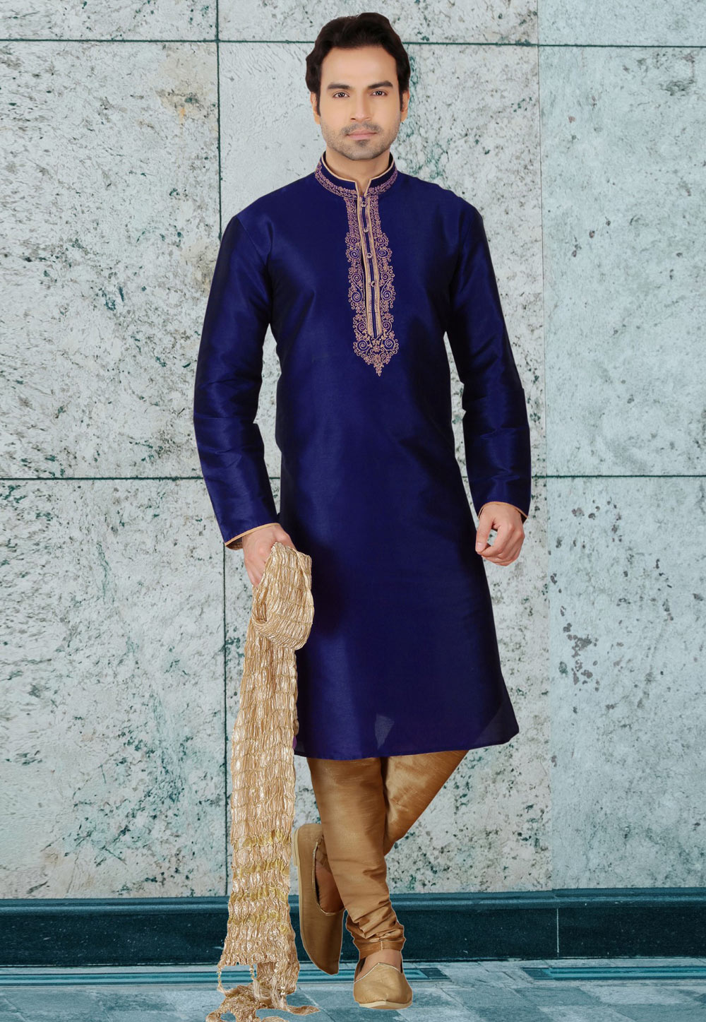 Blue Silk Kurta Pajama 217258