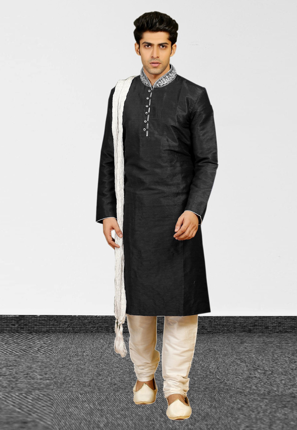 Black Silk Kurta Pajama 217261