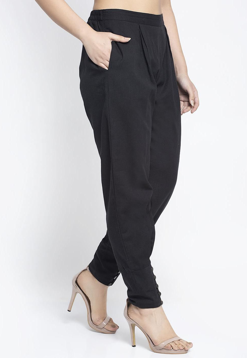 Black Rayon Readymade Pant 217215