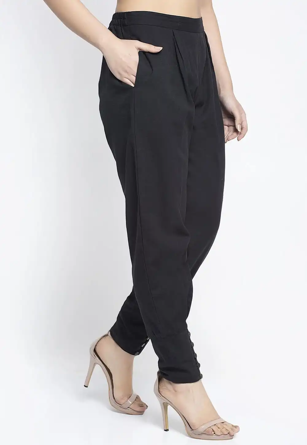 Black Rayon Readymade Pant 217215