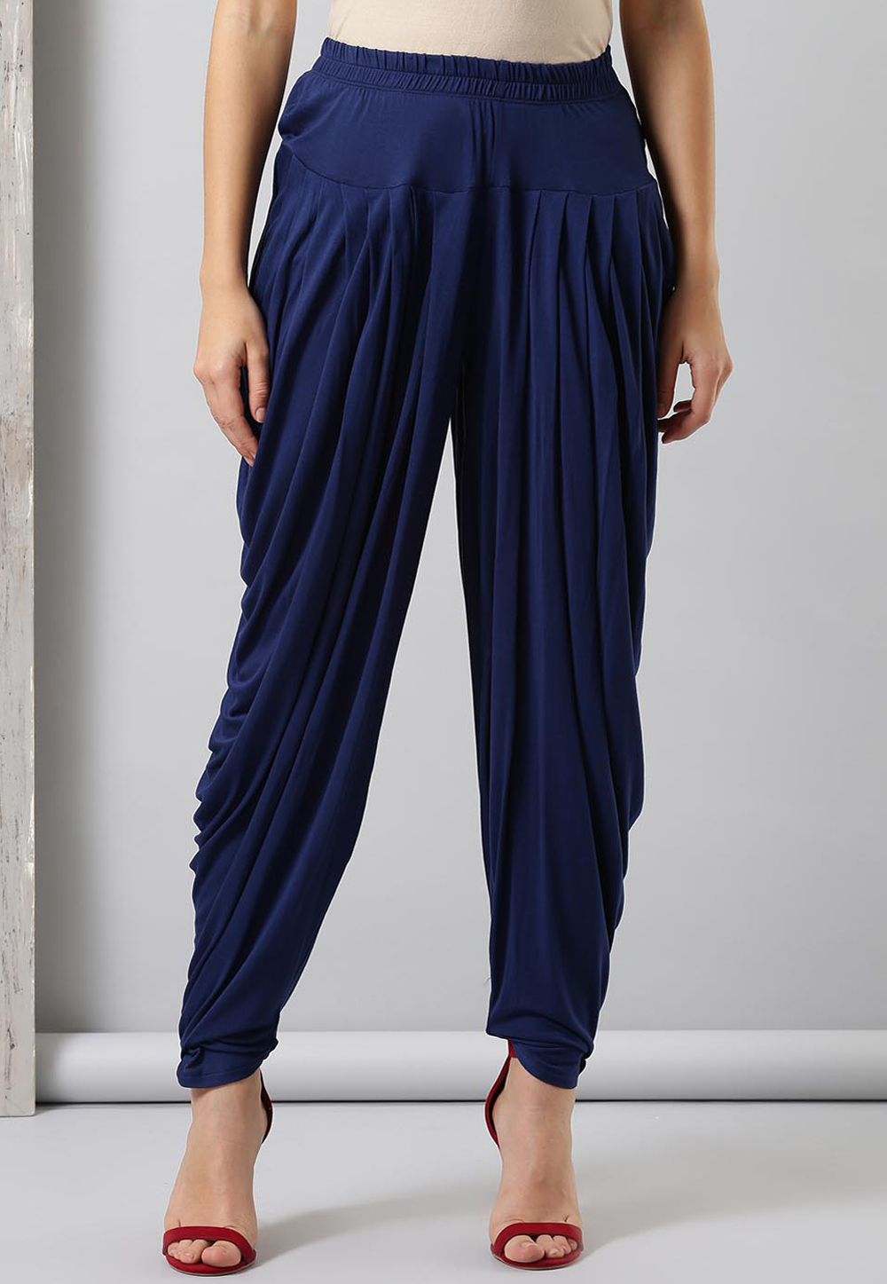 Navy Blue Rayon Readymade Dhoti Pant 217223