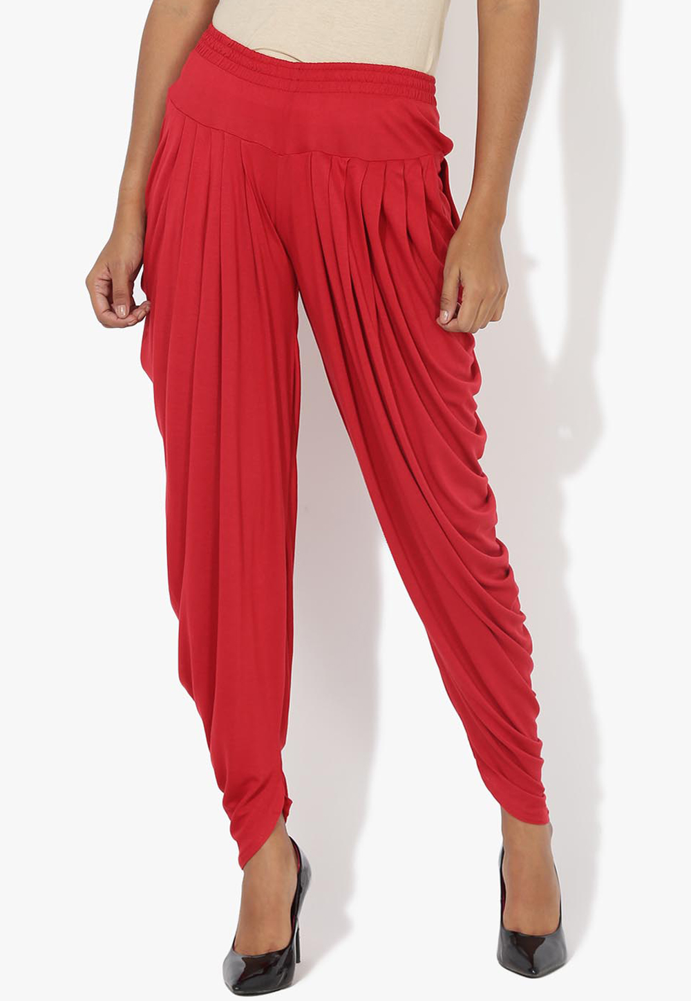 Red Rayon Readymade Dhoti Pant 217226