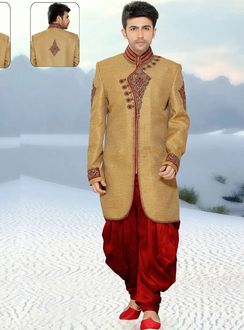 Beige Art Silk Indo Western Sherwani 47908