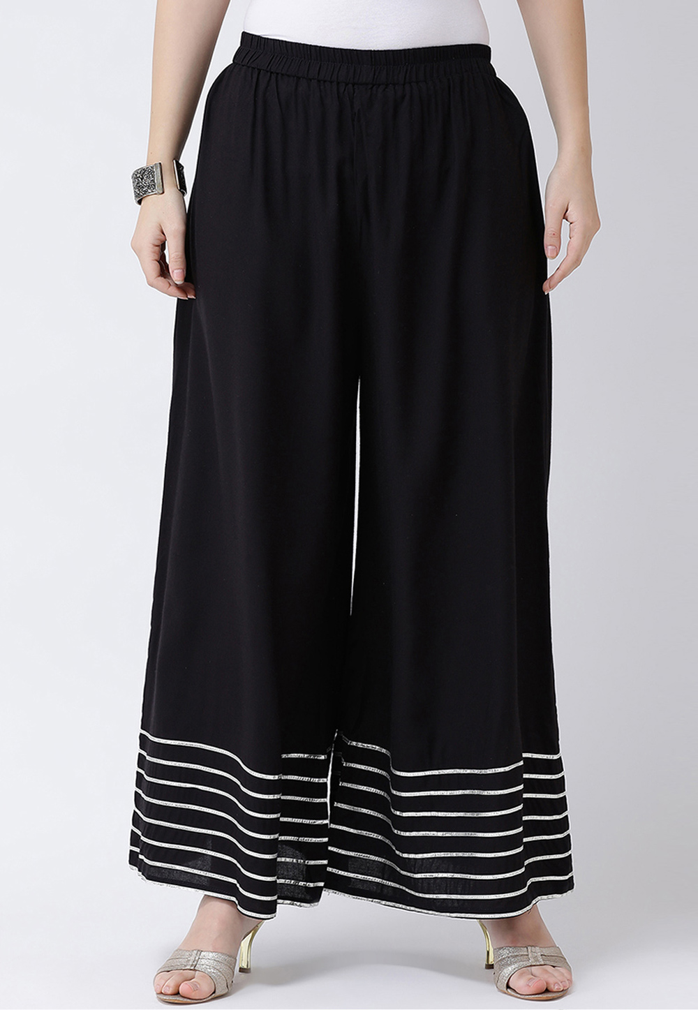 Black Rayon Readymade Palazzo Pant 217227