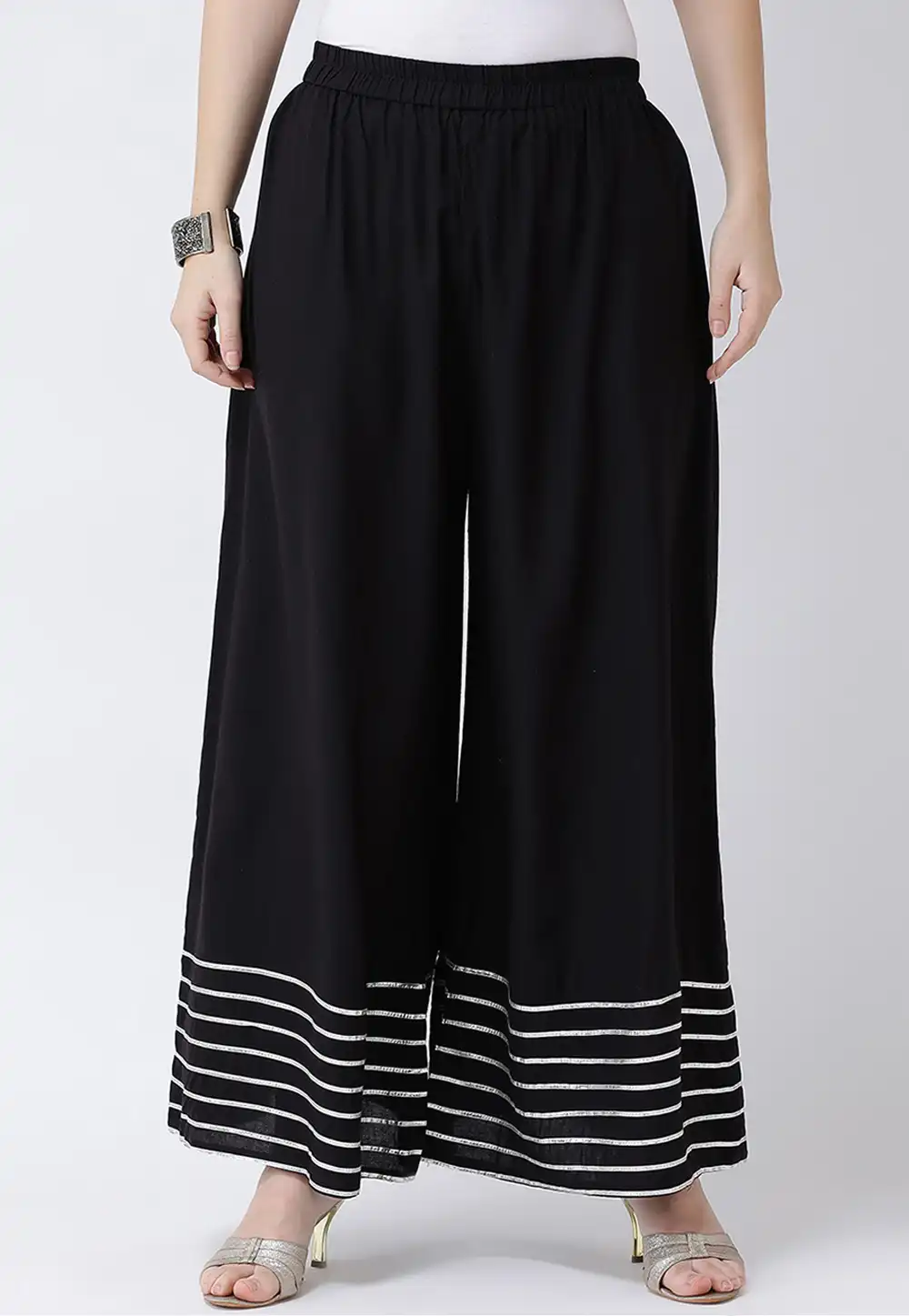 Black Rayon Readymade Palazzo Pant 217227