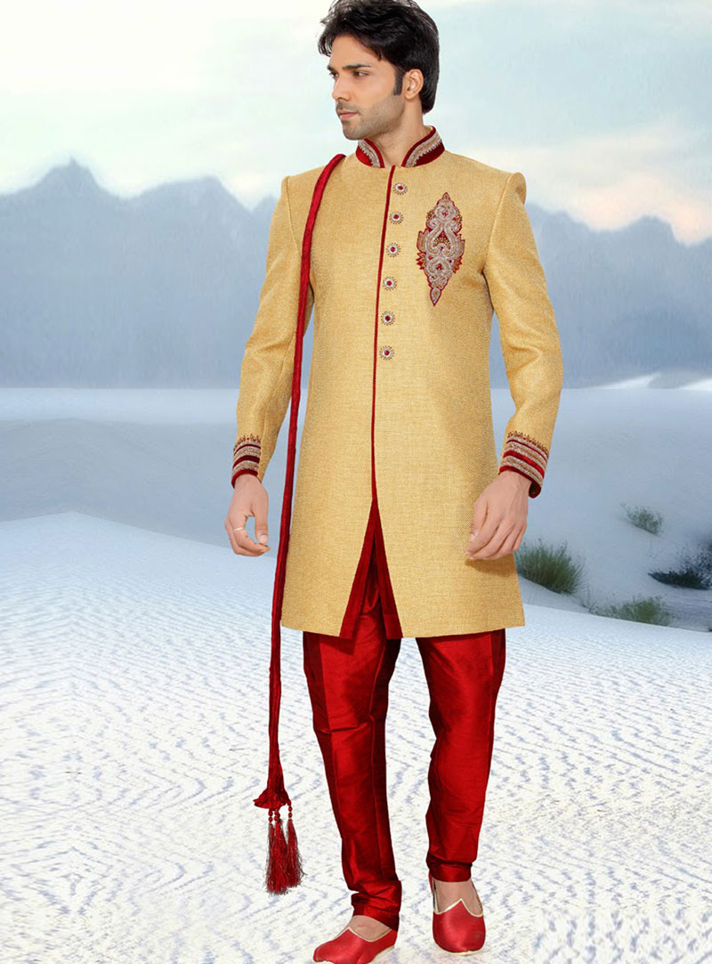 Beige Art Silk Indo Western Sherwani 47910