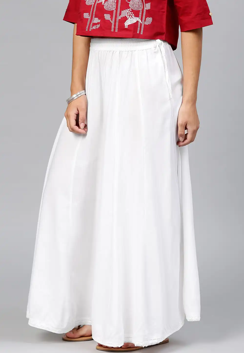 Off White Rayon Readymade Palazzo Pant 217230