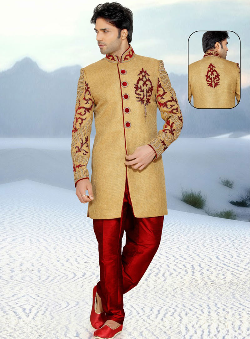 Beige Art Silk Indo Western Sherwani 47912