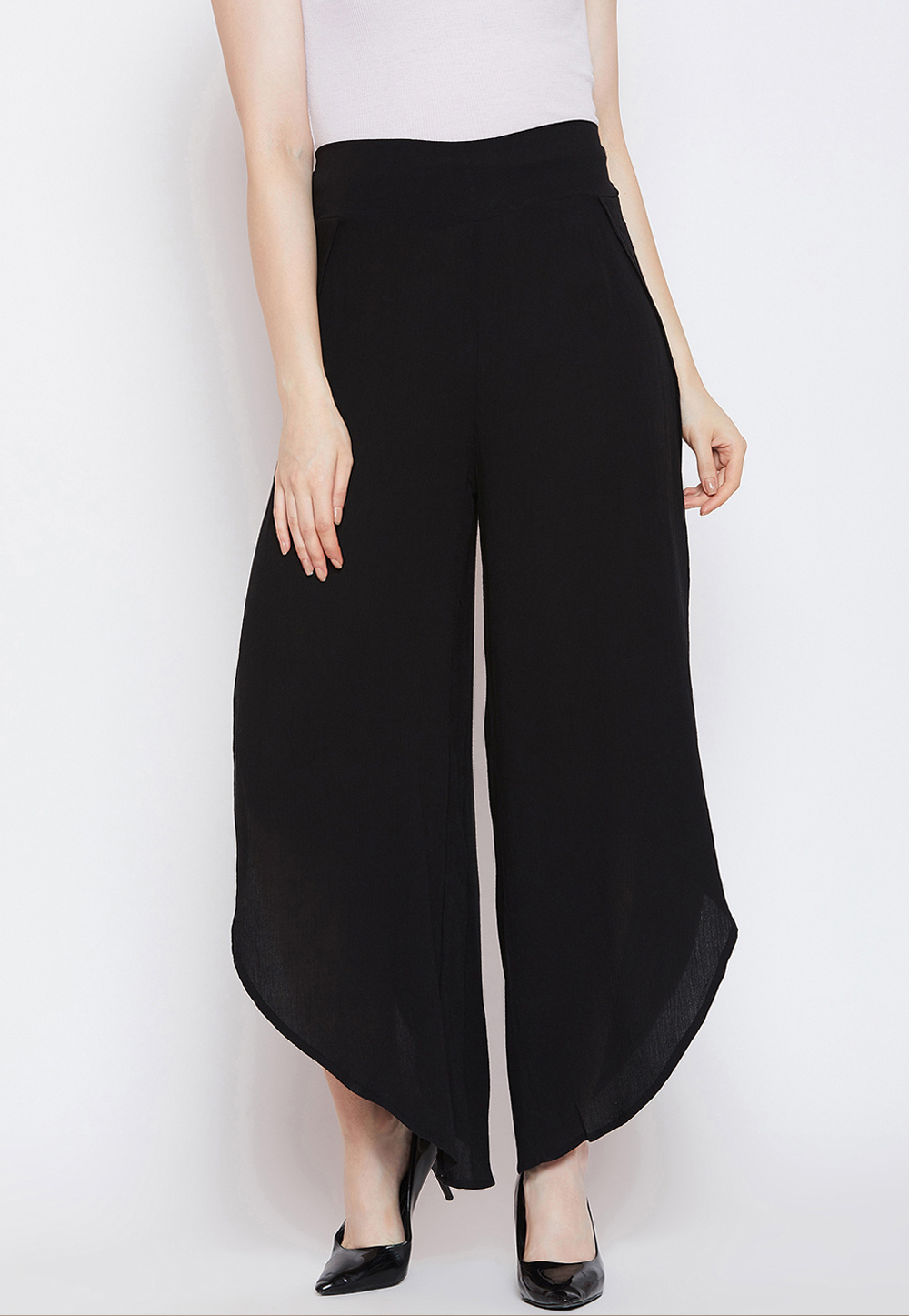 Black Rayon Readymade Pant 217233
