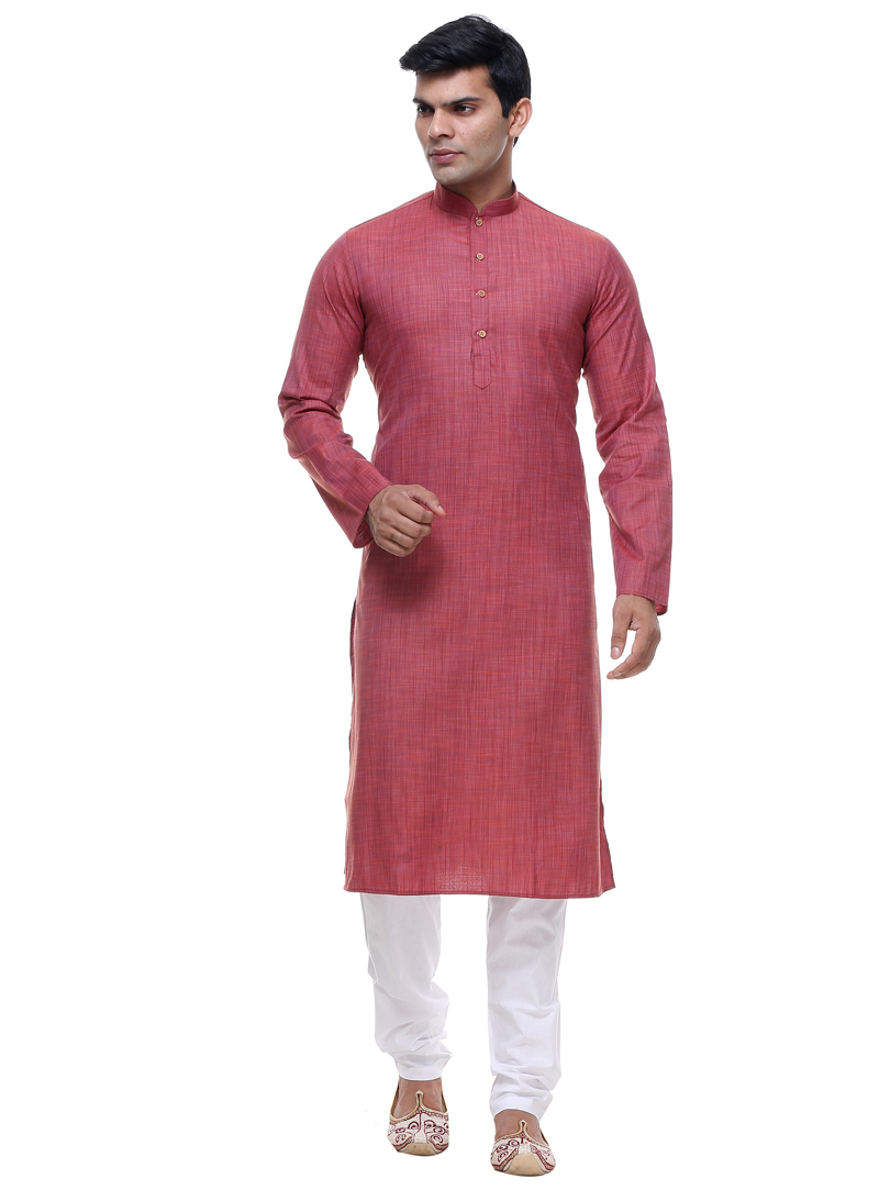 Pink Silk Readymade Kurta Pajama 92942