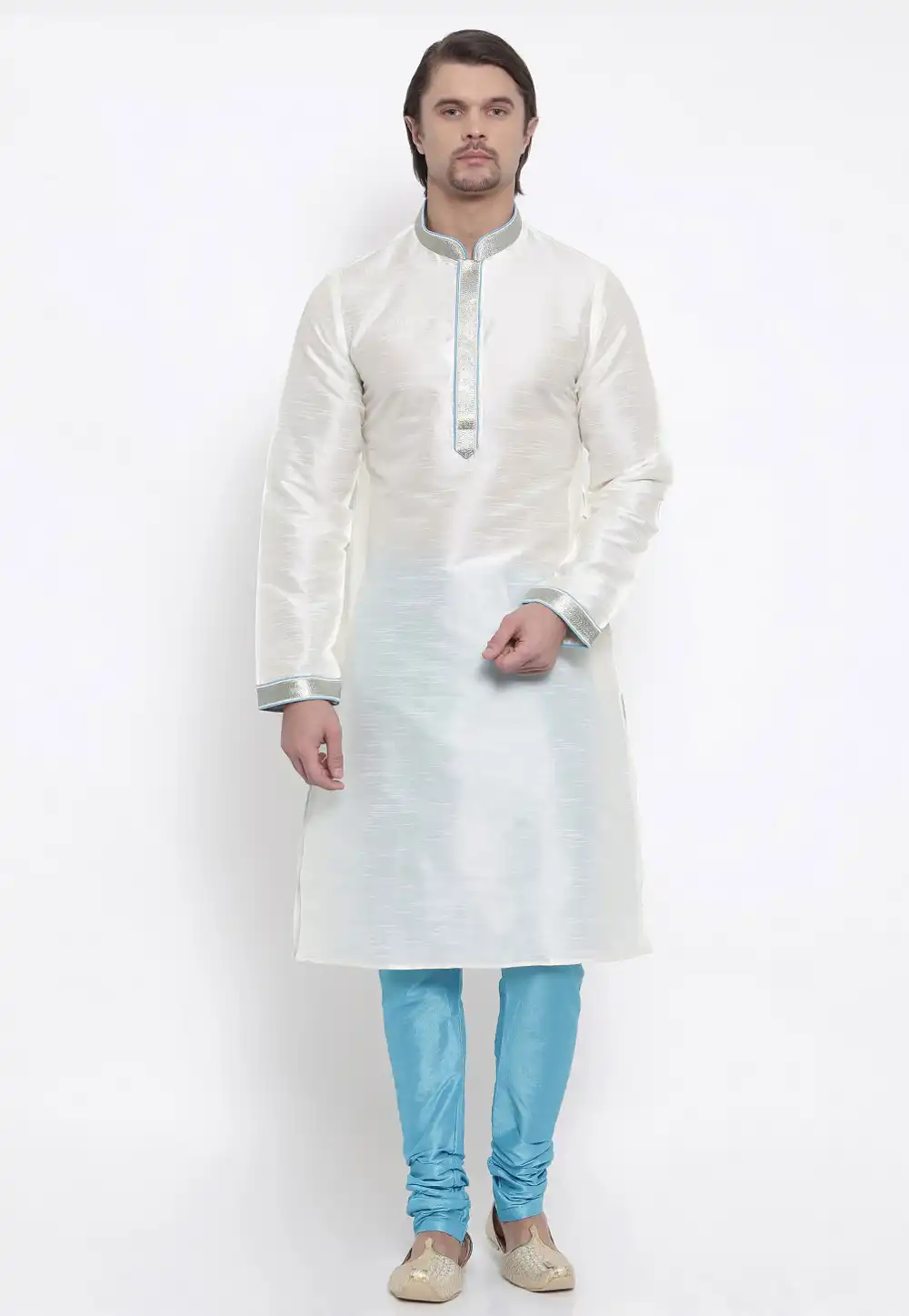 Off White Dupion Silk Kurta Pajama 218457