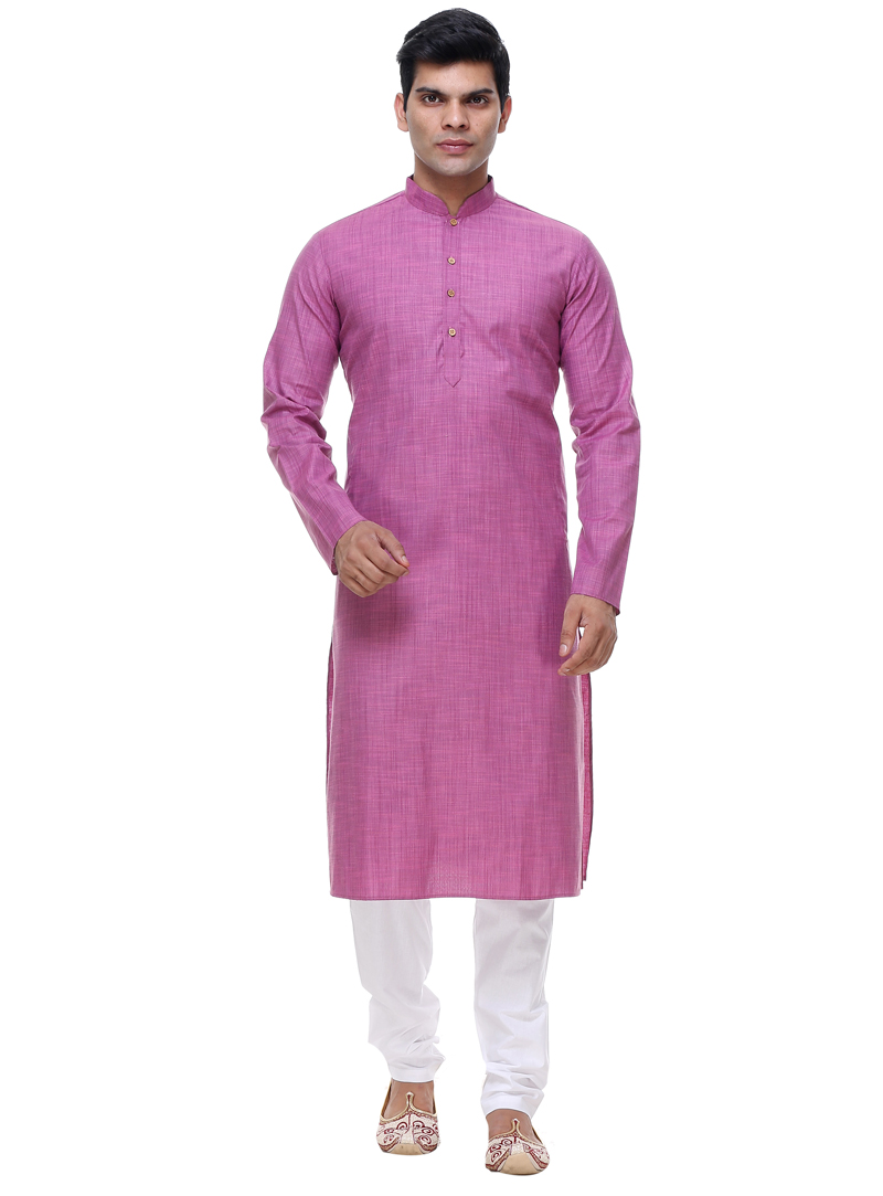 Pink Silk Readymade Kurta Pajama 92946