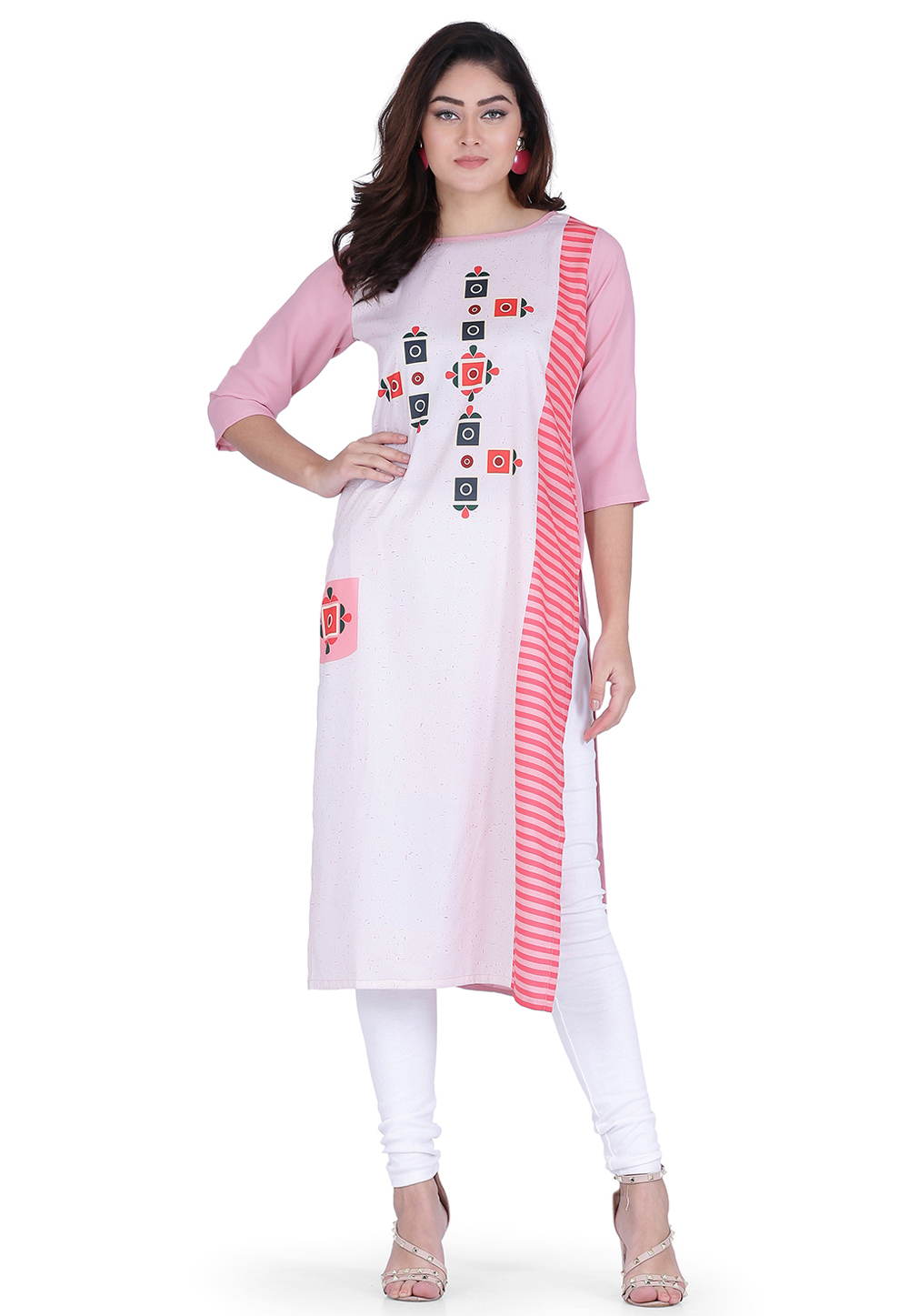 Pink Crepe Printed Tunic 219409