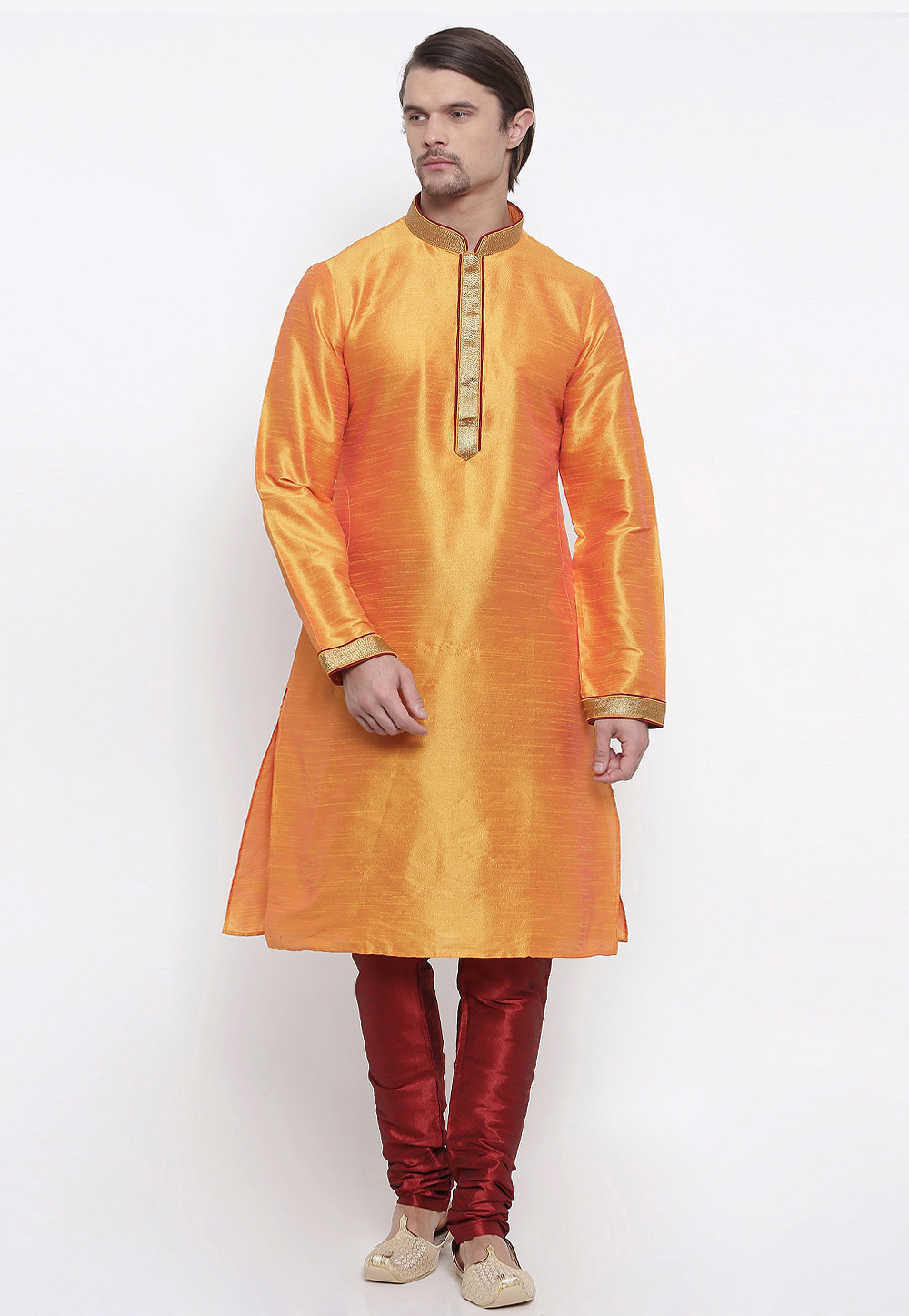 Orange Dupion Silk Kurta Pajama 218465