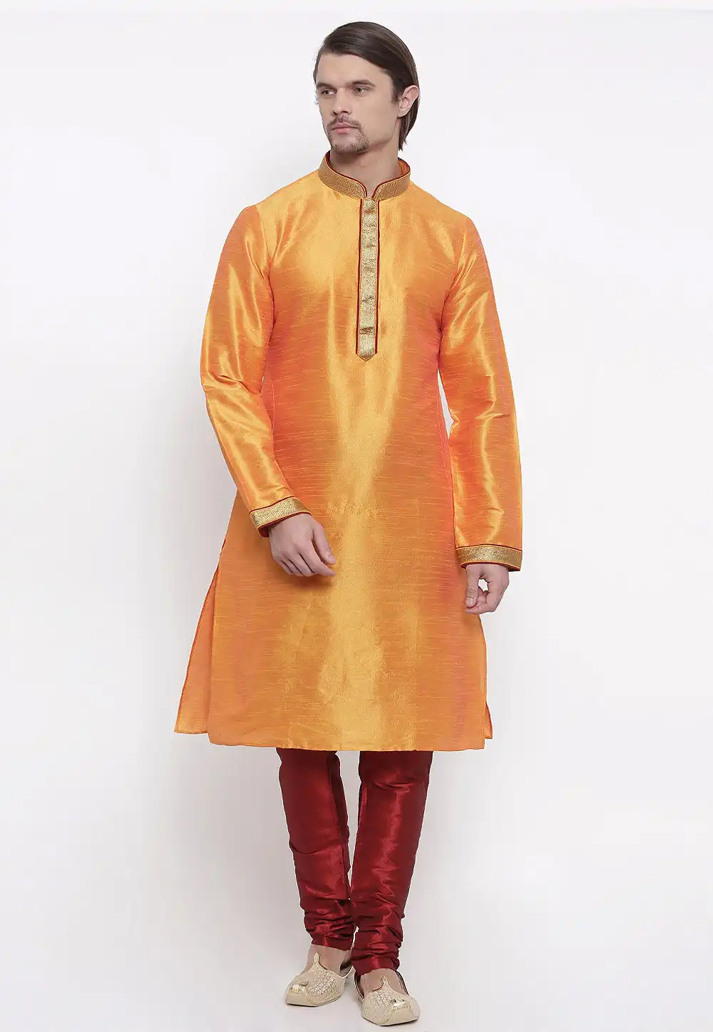 Orange Dupion Silk Kurta Pajama 218465