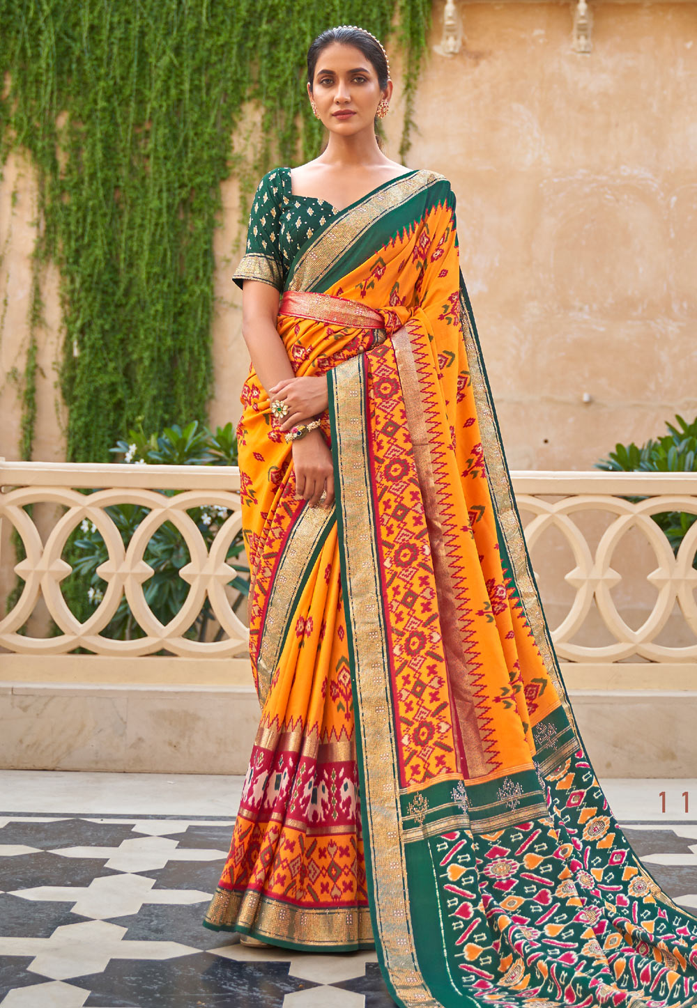 Orange Silk Festival Wear Saree 237385