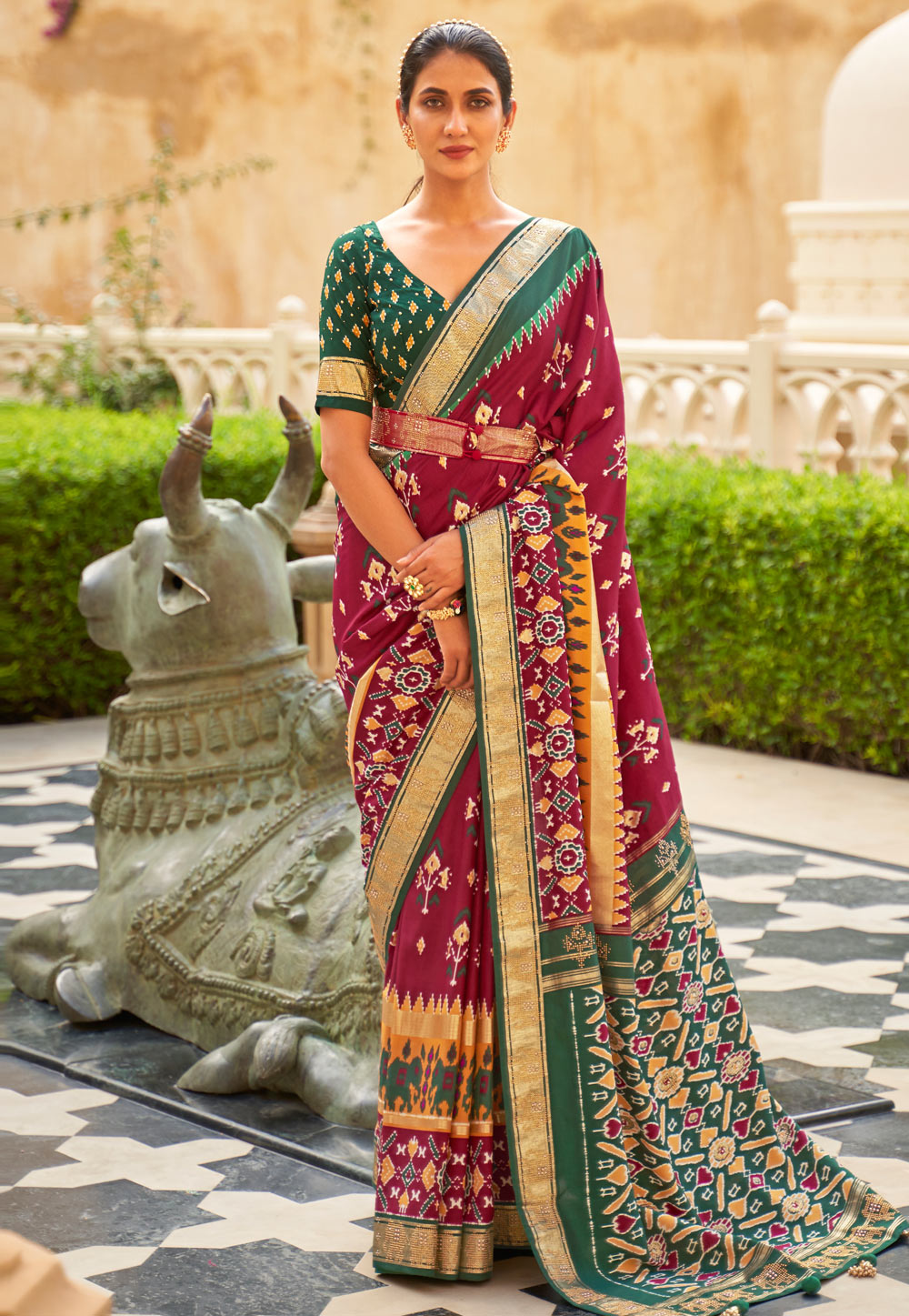 Maroon Silk Saree With Blouse 237388