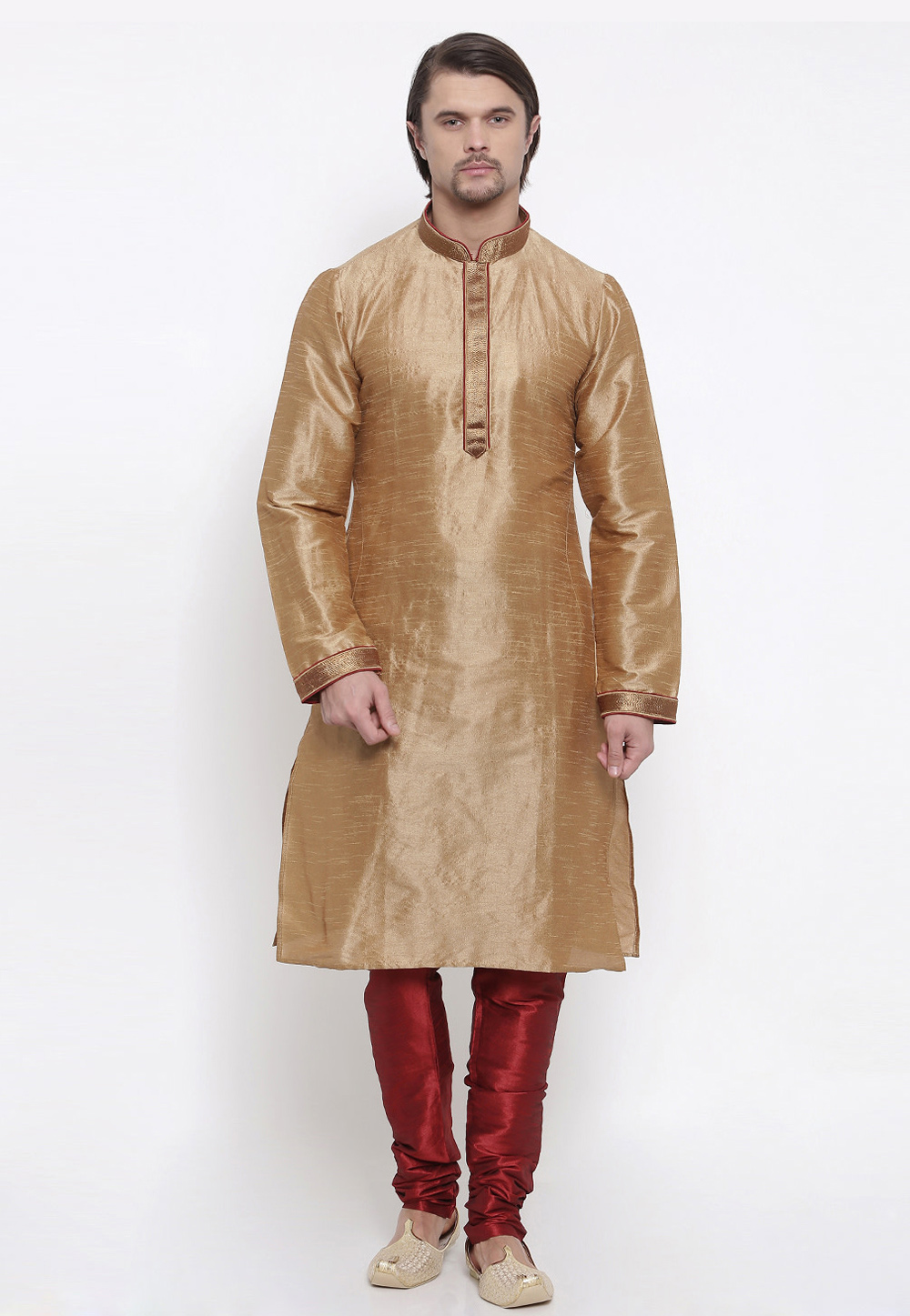 Golden Dupion Silk Kurta Pajama 218468