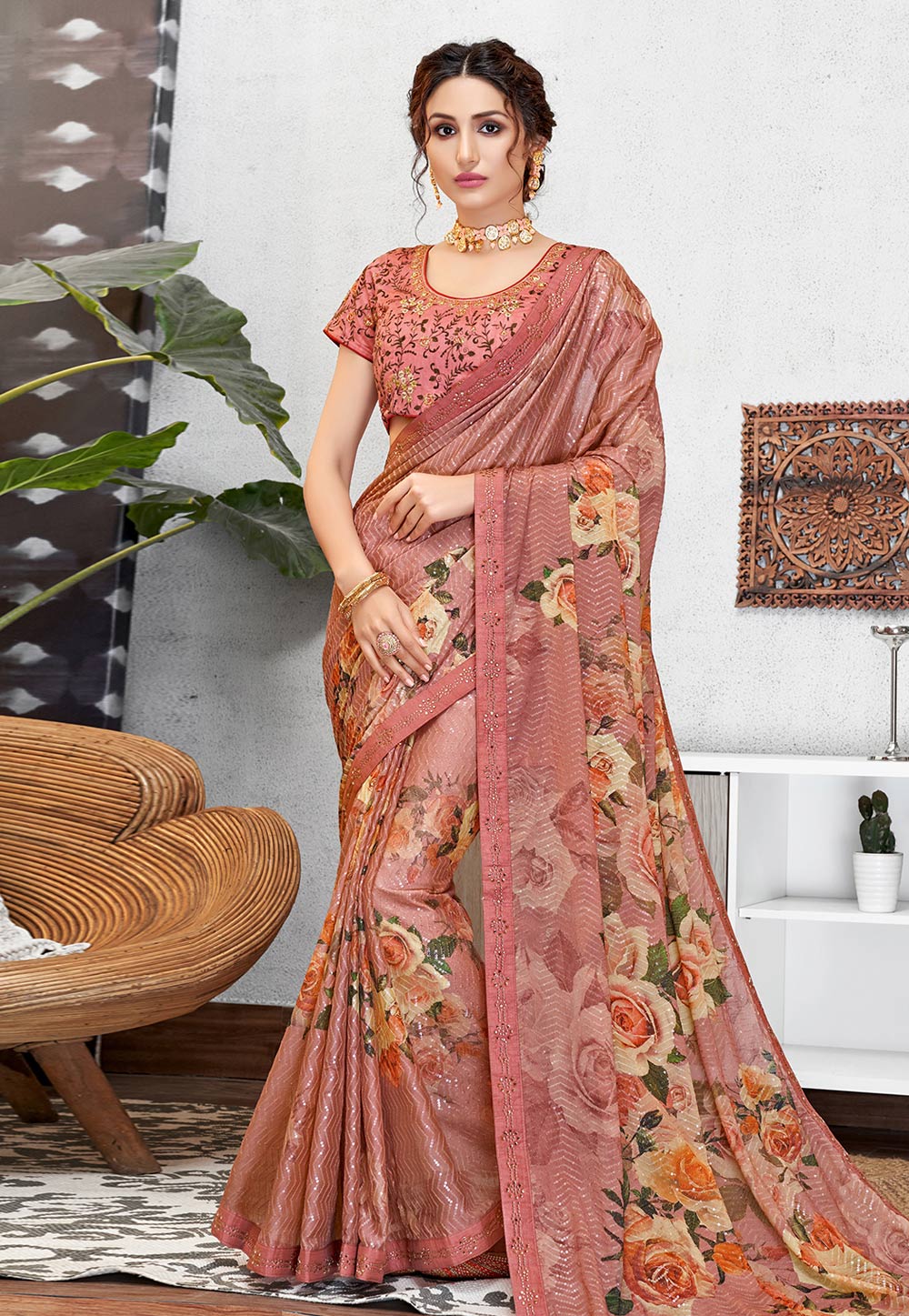 Pink Silk Festival Wear Saree 200028