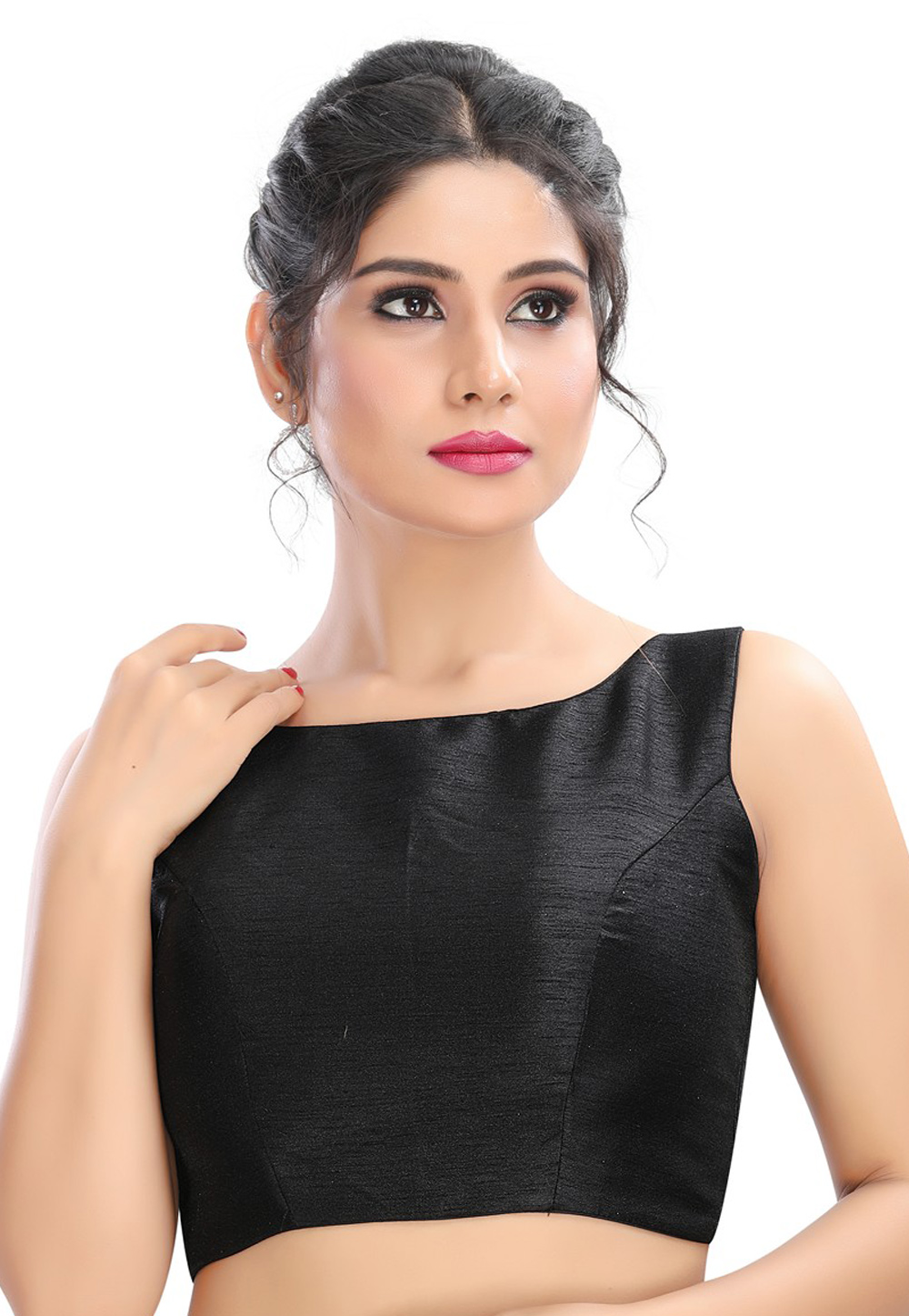 Black Silk Readymade Blouse 185505