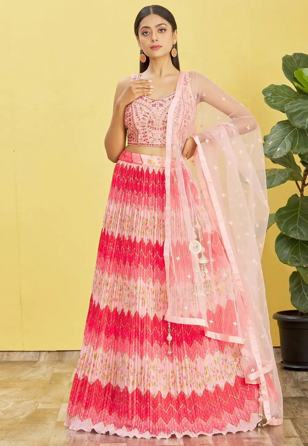 Light Pink Chinon A Line Lehenga Choli 269539