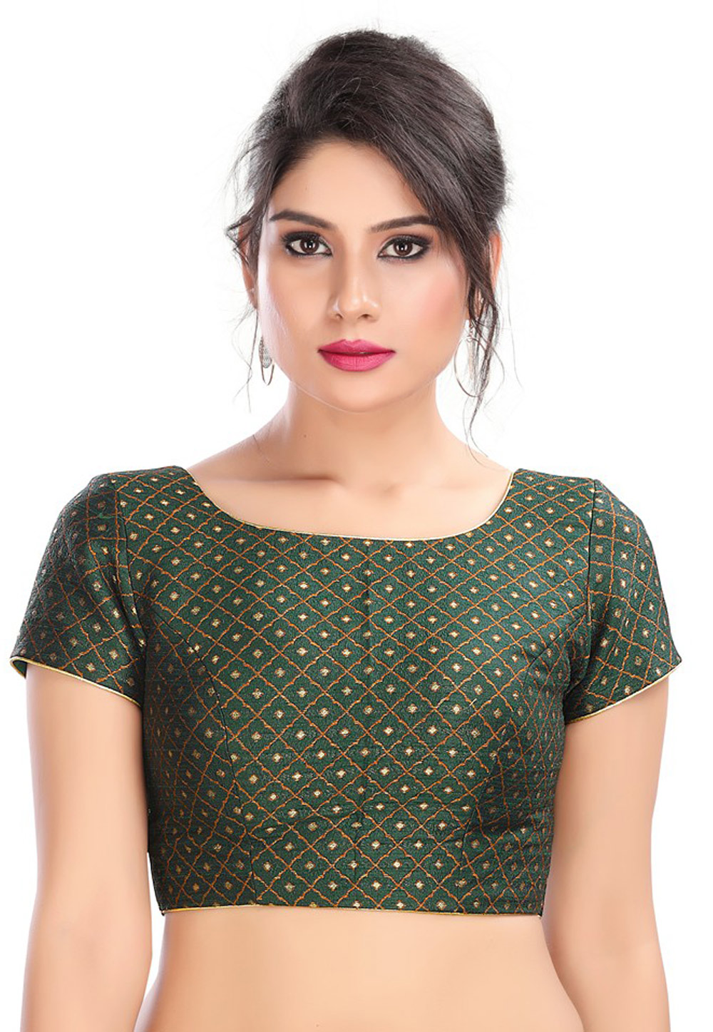 Green Brocade Readymade Blouse 185509