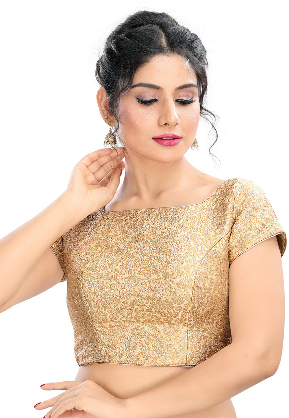 Beige Brocade Readymade Blouse 185546
