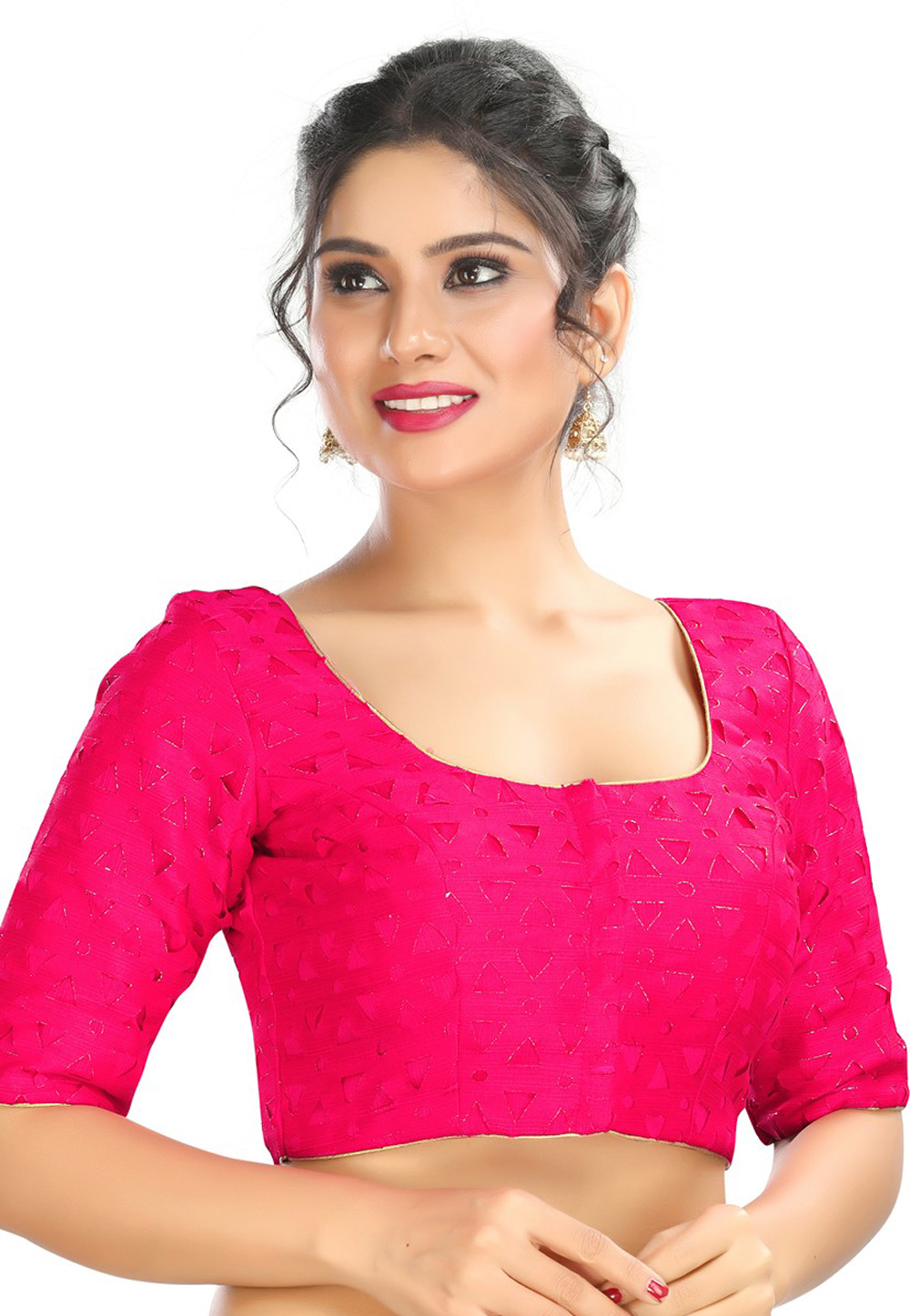 Magenta Brocade Readymade Blouse 185547