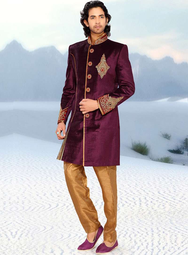 Purple Velvet Indo Western Sherwani 47928