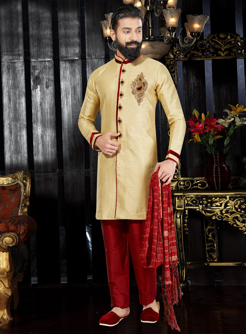 Golden Dupion Readymade Kurta Pajama 97460