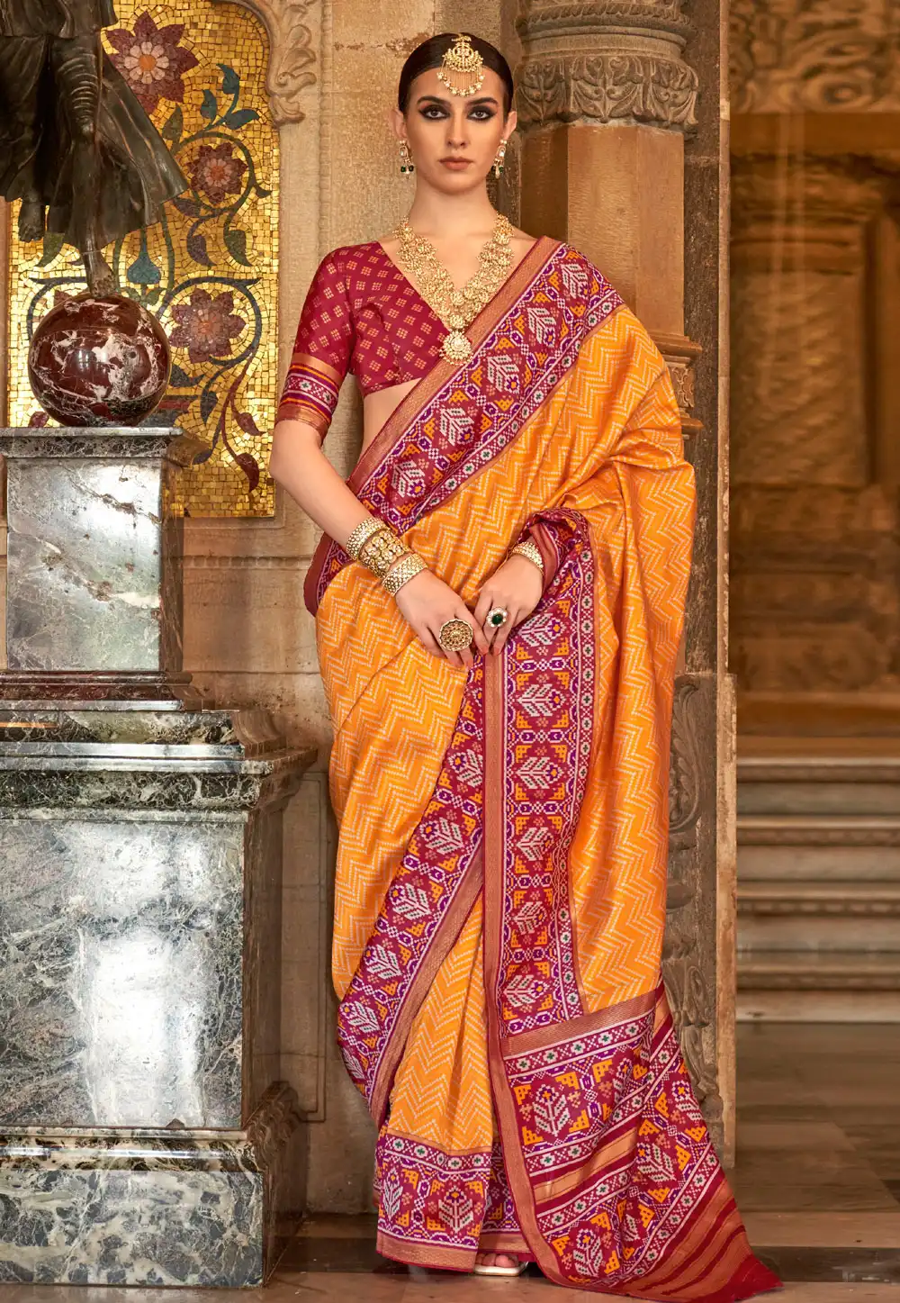 Orange Soft Silk Saree With Blouse 274488
