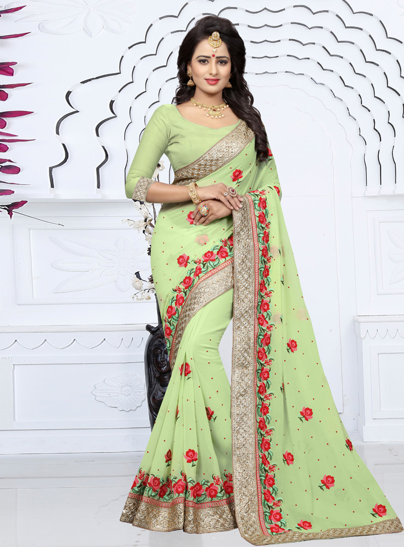 Green Georgette Festival Wear Saree 144147