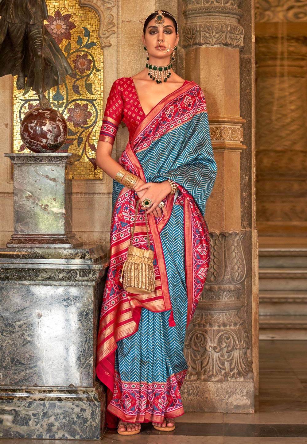 Teal Soft Silk Saree With Blouse 274489