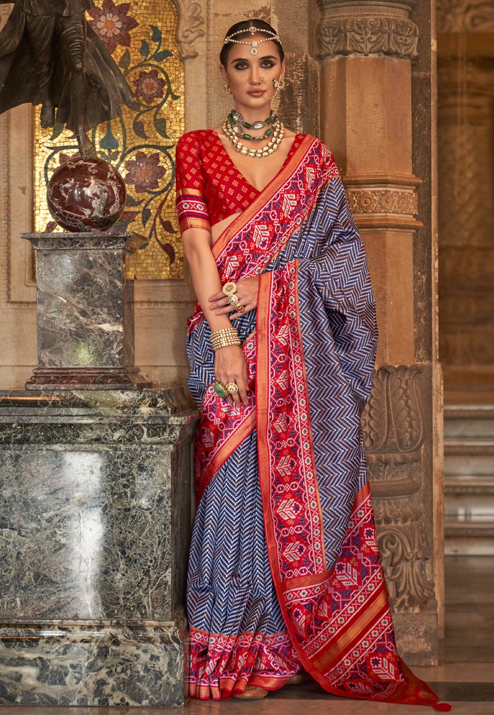 Navy Blue Soft Silk Saree With Blouse 274493