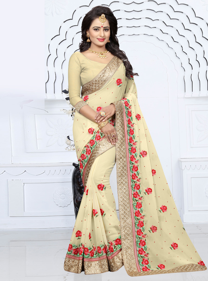 Beige Georgette Festival Wear Saree 138704