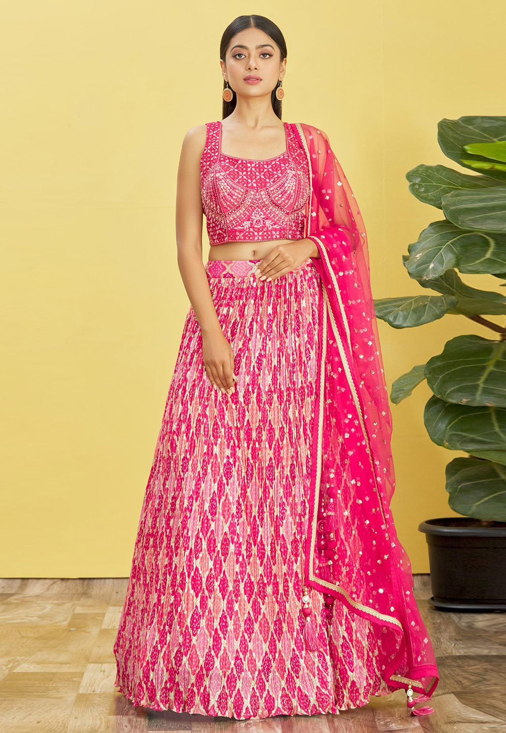 Pink Chinon A Line Lehenga Choli 269541