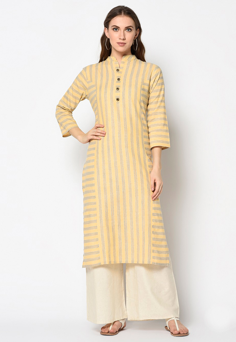 Yellow Cotton Kurti 223113